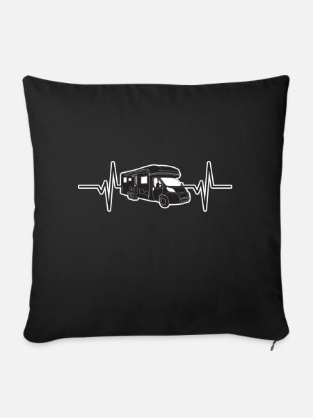 Wohnmobil Herzschlag EKG Camper Camping Lustiges - Sofakissenbezug 45 x 45 cm - Schwarz