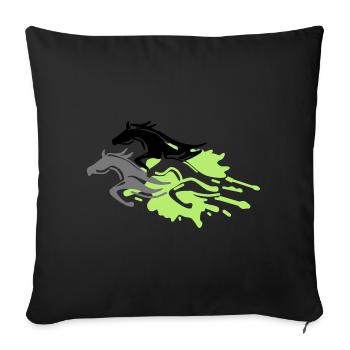 chevaux - étalon - jument - poulain - Housse de coussin décorative 45 x 45 cm - noir - Devant