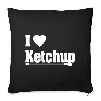430 Drôle de ketchup design amour cadeau chaton citron - Housse de coussin décorative 45 x 45 cm - noir - Devant