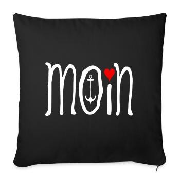 Moin Anker Herz - Sofakissenbezug 45 x 45 cm - Schwarz - Vorne