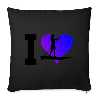 Men's Women's Stand up Paddling Board Standup Paddle - Sofa pillowcase 17,3'' x 17,3'' (45 x 45 cm) - black - Front