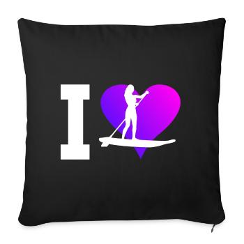 Standup Paddle Standup Paddling Stand up Paddling - Housse de coussin décorative 45 x 45 cm - noir - Devant