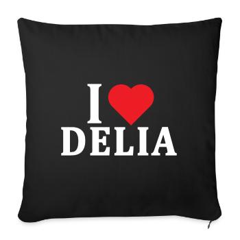 t-shirt J’adore Delia t-shirt idée cadeau - Housse de coussin décorative 45 x 45 cm - noir - Devant