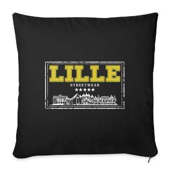 Lille France City Skyline Accueil Amour - Housse de coussin décorative 45 x 45 cm - noir - Devant