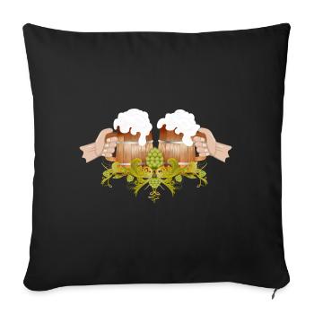 deux tasses à bière remplies pour griller Cheers - Housse de coussin décorative 45 x 45 cm - noir - Devant