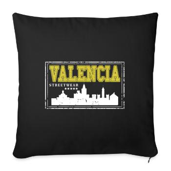 Valencia Spain City Skyline Home Love - Sofa pillowcase 17,3'' x 17,3'' (45 x 45 cm) - black - Front