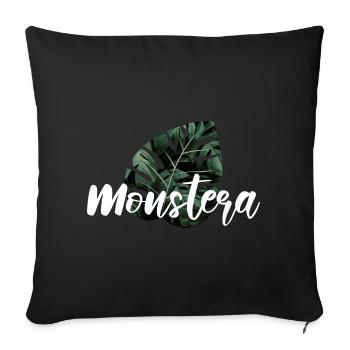 Monstera Fensterblatt Pflanzen Geschenk - Sofakissenbezug 45 x 45 cm - Schwarz - Vorne
