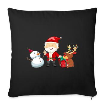 Joyeux Noël - Bonhomme de neige - Renne - Saint-Nicolas - Housse de coussin décorative 45 x 45 cm - noir - Devant