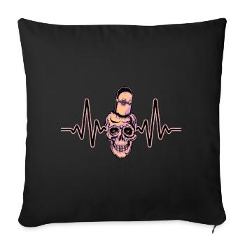 Heartbeat Skater Skateboard Skull Skull - Sofa pillowcase 17,3'' x 17,3'' (45 x 45 cm) - black - Front