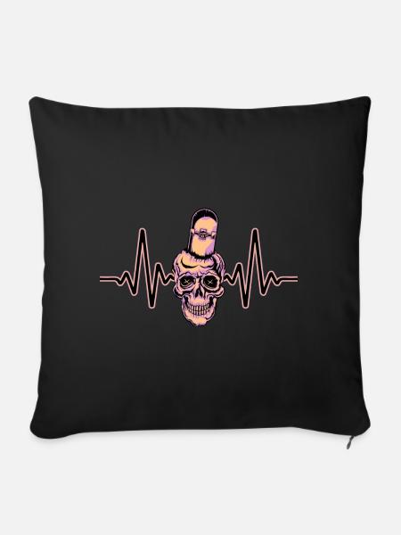 Heartbeat Skater Skateboard Skull Skull - Sofa pillowcase 17,3'' x 17,3'' (45 x 45 cm) - black