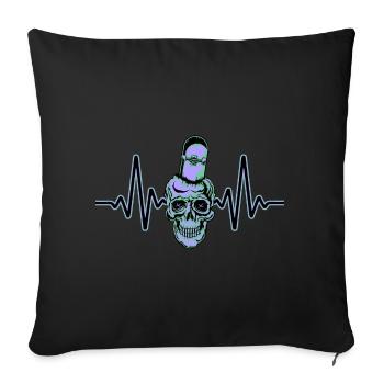 Heartbeat Skater Skateboard Skull Skull - Sofa pillowcase 17,3'' x 17,3'' (45 x 45 cm) - black - Front
