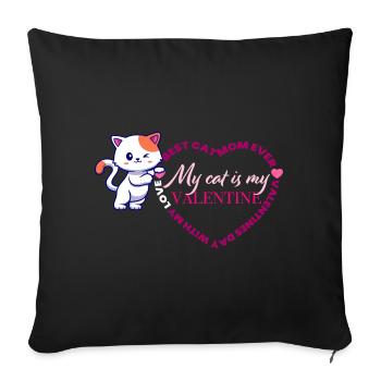 Mon chat est mon Valentin - Housse de coussin décorative 45 x 45 cm - noir - Devant