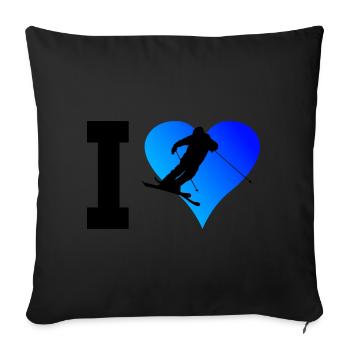 Ski Freestyle Saut à Ski Femmes Slopestyle - Housse de coussin décorative 45 x 45 cm - noir - Devant