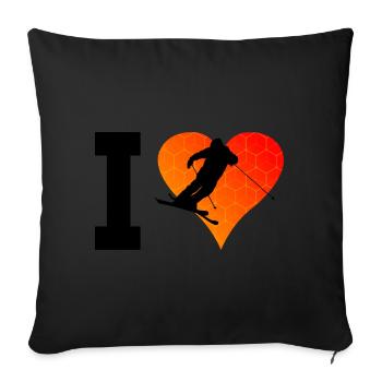 Ski acrobatique femmes Slopestyle hommes Saut à ski - Housse de coussin décorative 45 x 45 cm - noir - Devant