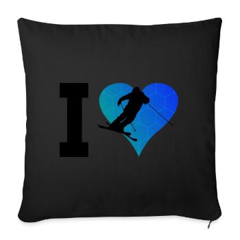 Freestyle Ski Slopestyle Ski Freestyle Saut à ski - Housse de coussin décorative 45 x 45 cm - noir - Devant