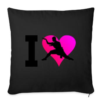 Damen Herren Kampfsport Wushu Kung Fu Kungfu - Sofakissenbezug 45 x 45 cm - Schwarz - Vorne