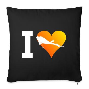Diver Scuba Diving Diver Free Dive Scuba Diving - Sofa pillowcase 17,3'' x 17,3'' (45 x 45 cm) - black - Front