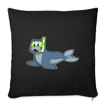 Seal Diver Snorkel Diving - Sofa pillowcase 17,3'' x 17,3'' (45 x 45 cm) - black - Front