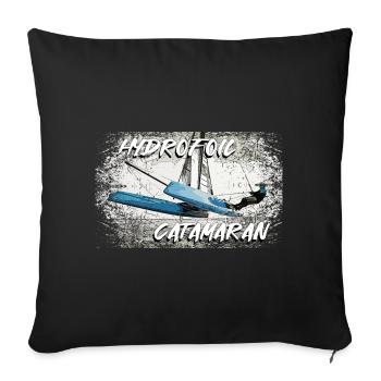 Catamaran hydrofoil - Sofa pillowcase 17,3'' x 17,3'' (45 x 45 cm) - black - Front