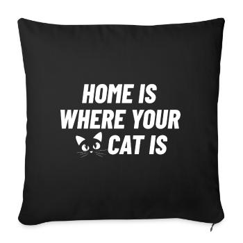 La maison est l’endroit où se trouve votre chat - Housse de coussin décorative 45 x 45 cm - noir - Devant