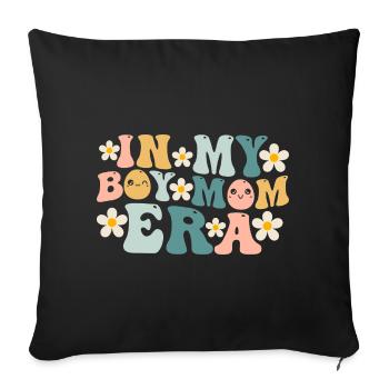 Dans l’annonce de mon garçon de l’ère de la mère Baby Boy - Housse de coussin décorative 45 x 45 cm - noir - Devant