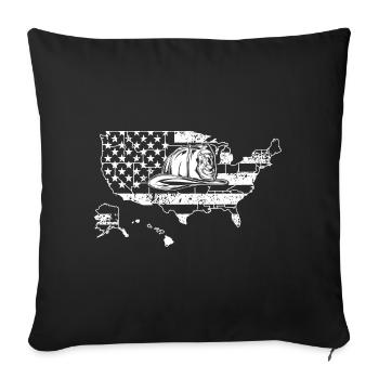 Surfer Silhouette Over US Flag - Sofa pillowcase 17,3'' x 17,3'' (45 x 45 cm) - black - Front