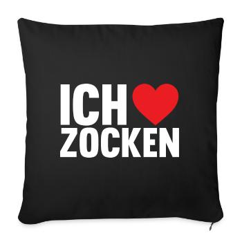 Zocker Zocken Gamer - Sofakissenbezug 45 x 45 cm - Schwarz - Vorne