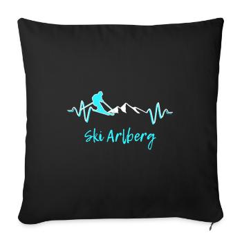 Skifahren Ski Arlberg - Sofakissenbezug 45 x 45 cm - Schwarz - Vorne