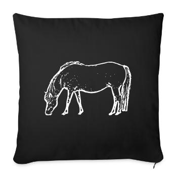 cheval blanc cheval blanc t-shirt cadeau cavalier - Housse de coussin décorative 45 x 45 cm - noir - Devant