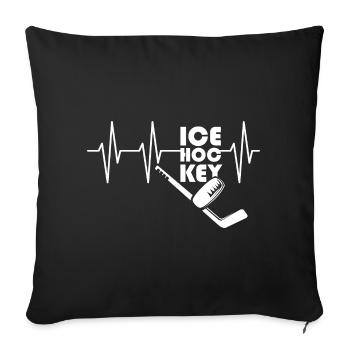 Heartbeat Ice Hockey Pulse Ice Hockey Symbol Team - Housse de coussin décorative 45 x 45 cm - noir - Devant