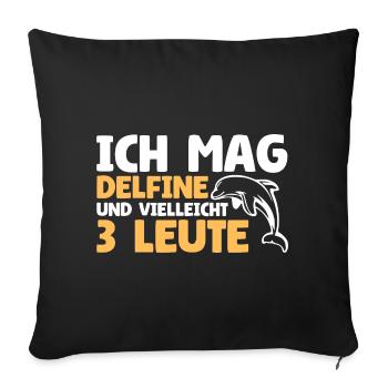 J’aime les dauphins et peut-être 3 personnes - Housse de coussin décorative 45 x 45 cm - noir - Devant