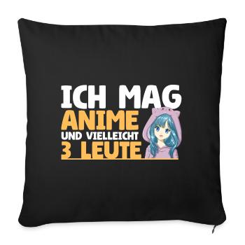 J’aime l’anime et peut-être 3 personnes - Housse de coussin décorative 45 x 45 cm - noir - Devant