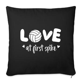 Love at First Spike Funny Volleyball - Sofa pillowcase 17,3'' x 17,3'' (45 x 45 cm) - black - Front
