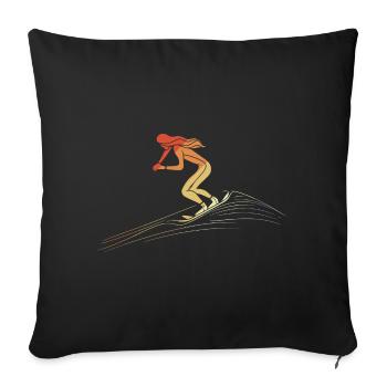 Snowboard rétro fille - Housse de coussin décorative 45 x 45 cm - noir - Devant