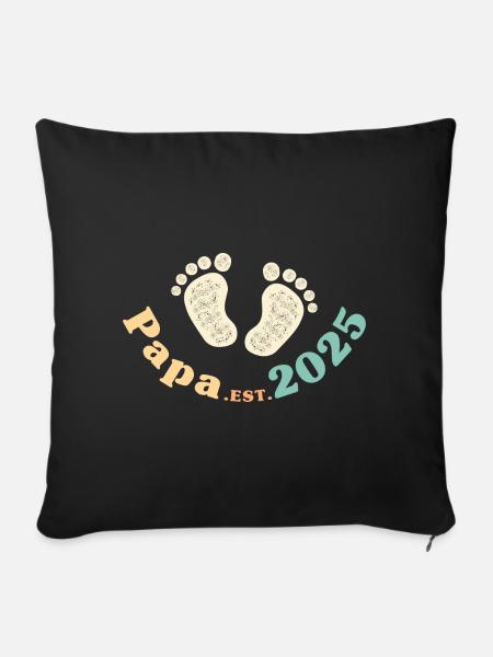 Papa Est 2025 Retro Ich werde Vater - Sofakissenbezug 45 x 45 cm - Schwarz