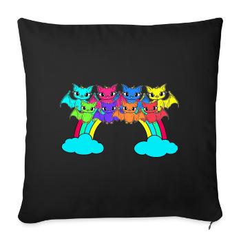 Rainbow LGBT Bats Halloween Gay Pride - Sofa pillowcase 17,3'' x 17,3'' (45 x 45 cm) - black - Front