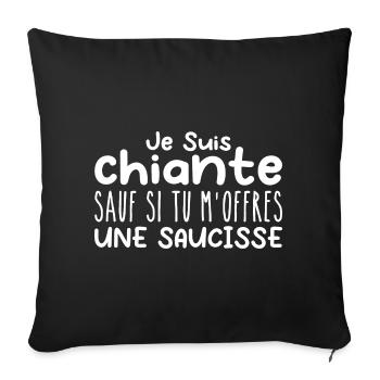 Femme qui adore : Saucisse. Designs Drôles Humour - Housse de coussin décorative 45 x 45 cm - noir - Devant