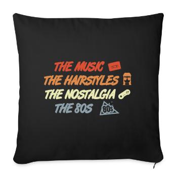 Music Hairstyles Nostalgia 80s - Sofa pillowcase 17,3'' x 17,3'' (45 x 45 cm) - black - Front