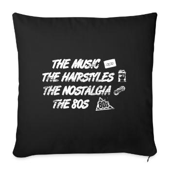 Music Hairstyles Nostalgia 80s - Sofa pillowcase 17,3'' x 17,3'' (45 x 45 cm) - black - Front