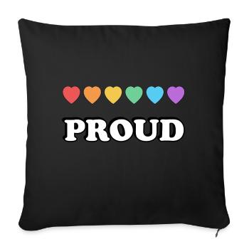 Fiers cœurs arc-en-ciel - Housse de coussin décorative 45 x 45 cm - noir - Devant