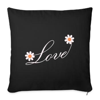 Conception de script d’amour floral - Housse de coussin décorative 45 x 45 cm - noir - Devant