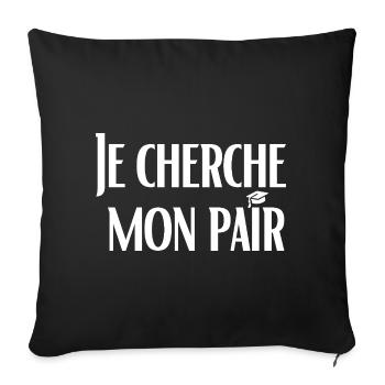 Je cherche mon pair - Housse de coussin décorative 45 x 45 cm - noir - Devant