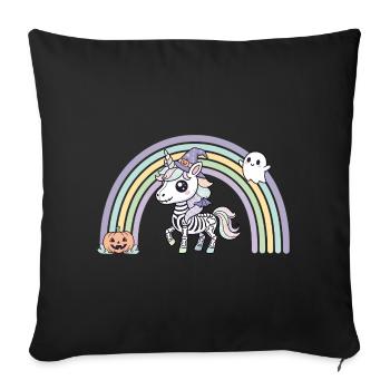 BOHO Skelett‑Einhorn mit Regenbogen – Halloween  - Sofakissenbezug 45 x 45 cm - Schwarz - Vorne
