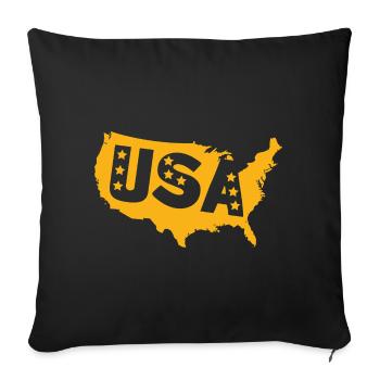 USA Map Emblem with Stars - Sofa pillowcase 17,3'' x 17,3'' (45 x 45 cm) - black - Front