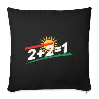 Déclaration du logo du soleil 2+2=1, Kurdistan - Housse de coussin décorative 45 x 45 cm - noir - Devant