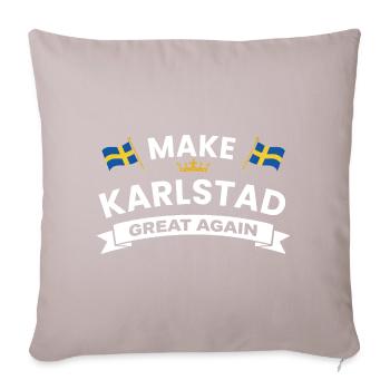 Karlstad Stor, encore une fois – drapeau et couronne - Housse de coussin décorative 45 x 45 cm - taupe clair - Devant