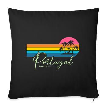 Portugal - Housse de coussin décorative 45 x 45 cm - noir - Devant