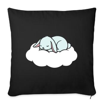 Schlafender Hase auf Wolke Traum - Sofakissenbezug 45 x 45 cm - Schwarz - Vorne