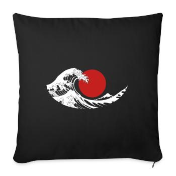 Esthétique japonaise du Soleil Rouge de la Grande Vague - Housse de coussin décorative 45 x 45 cm - noir - Devant