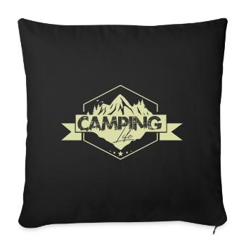 Insigne de panorama nature du camping en montagne - Housse de coussin décorative 45 x 45 cm - noir - Devant